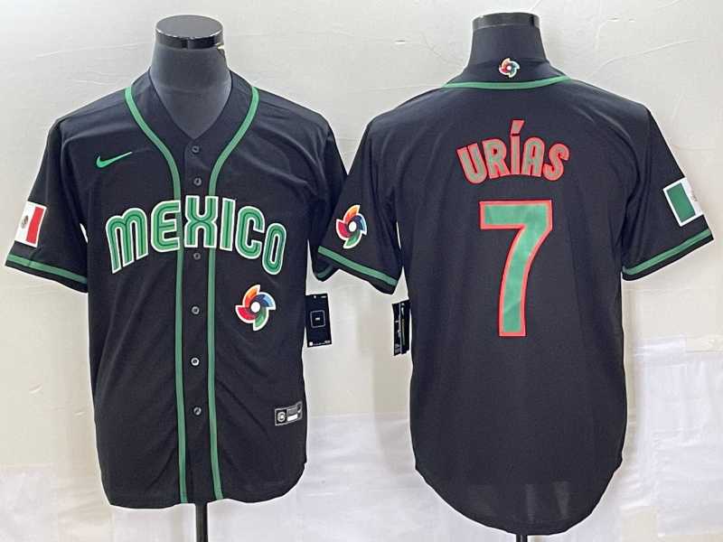 Men%27s Mexico Baseball #7 Julio Urias 2023 Black World Classic Stitched Jersey1->2023 world baseball classic->MLB Jersey